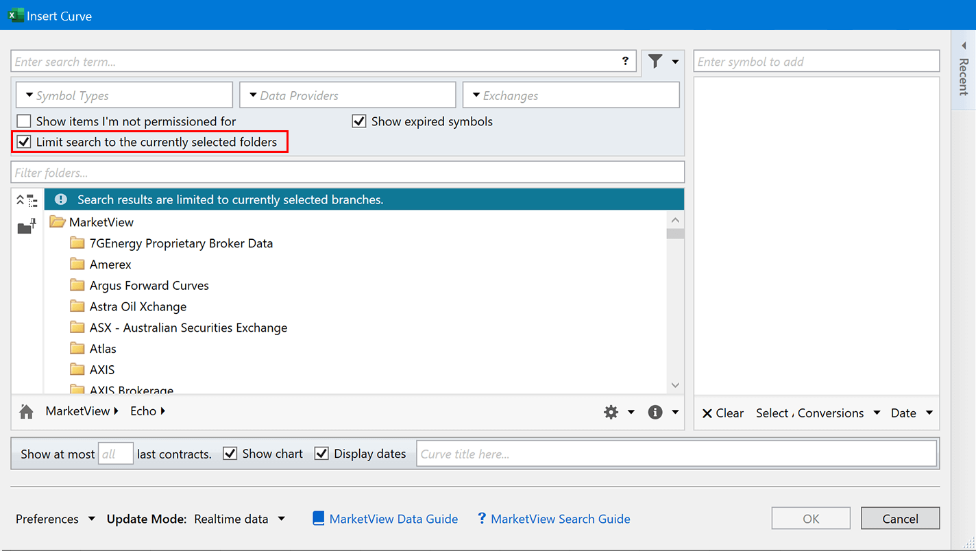 Search in selected folders now in Curve window as well
