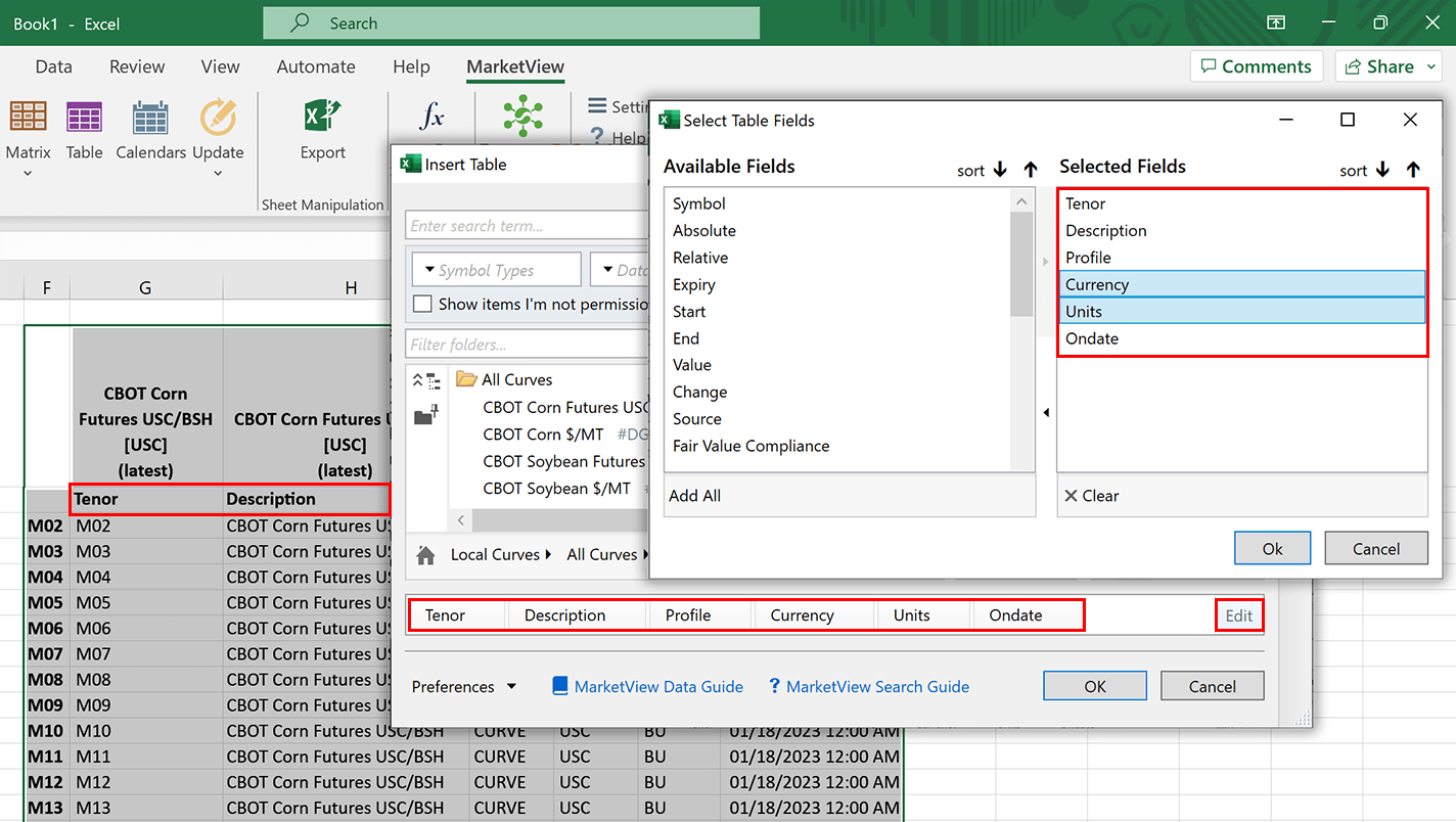 Usability improvements for field selection in Table view