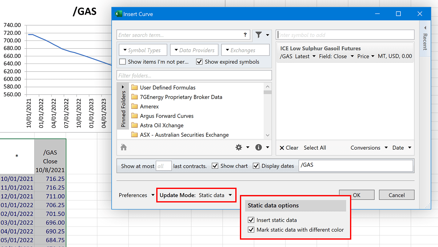 Update mode functionality for Curve display