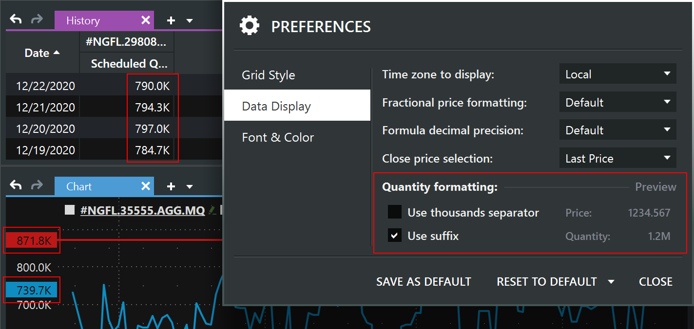 Quantity Formatting