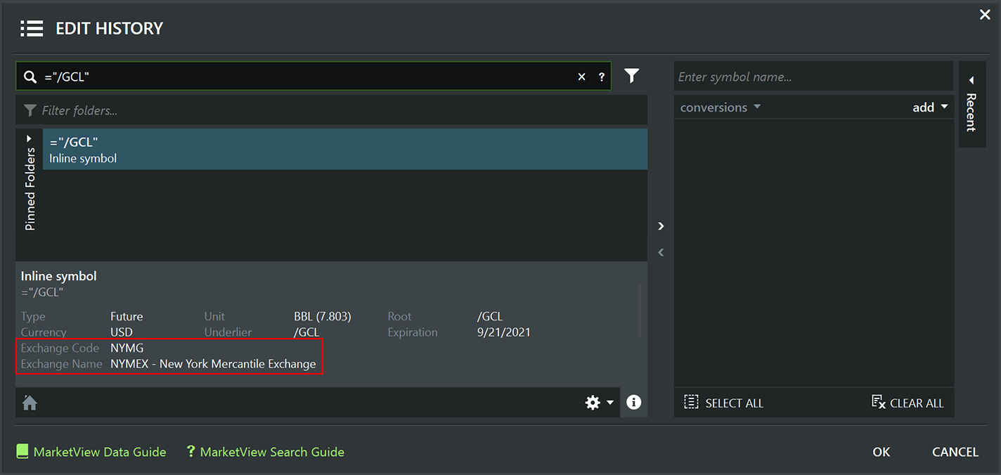 Symbol Metadata - Display of exchange code and exchange code name