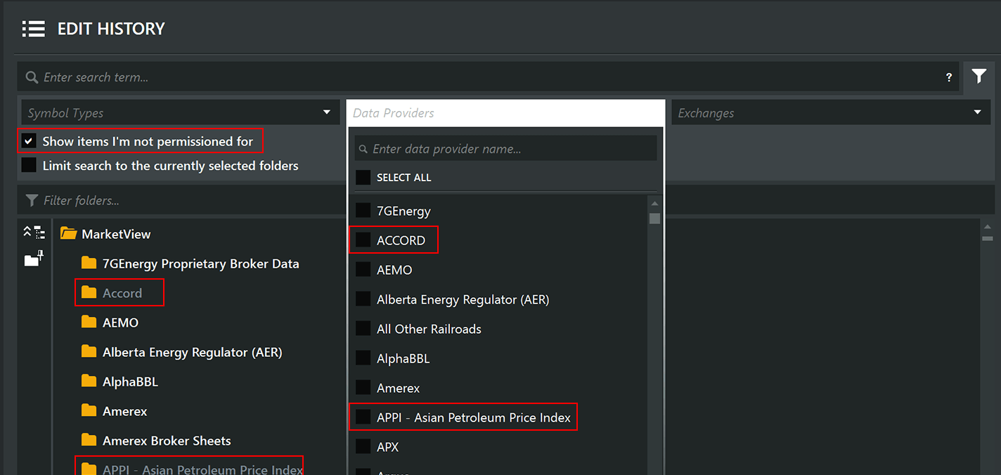 Show Data Provider Options